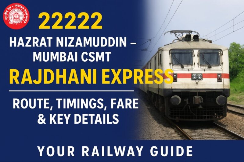 22222 Hazrat Nizamuddin – Mumbai CSMT Rajdhani Express: Check Route, Timings, Fare & Key Details