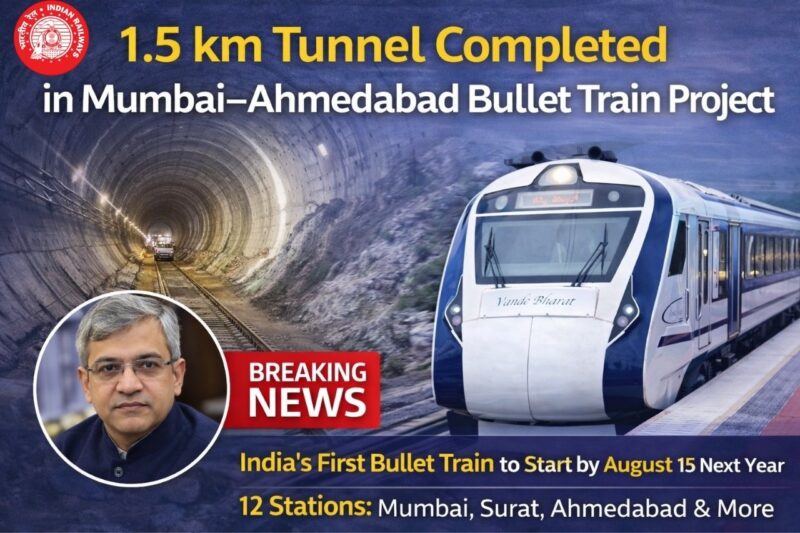 Mumbai Ahmedabad Mumbai Bullet Train Project Update 2026: 1.5 KM Tunnel work complete